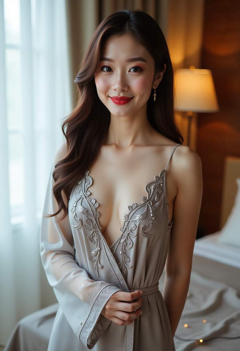 古典庭院中两位人物交谈